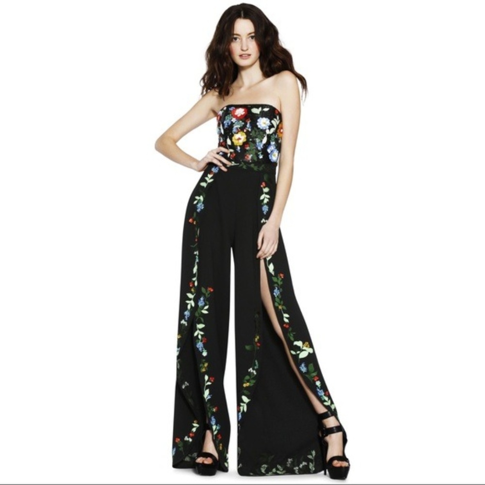 Alice+Olivia Strapless Embellished Jumpsuit Size 2